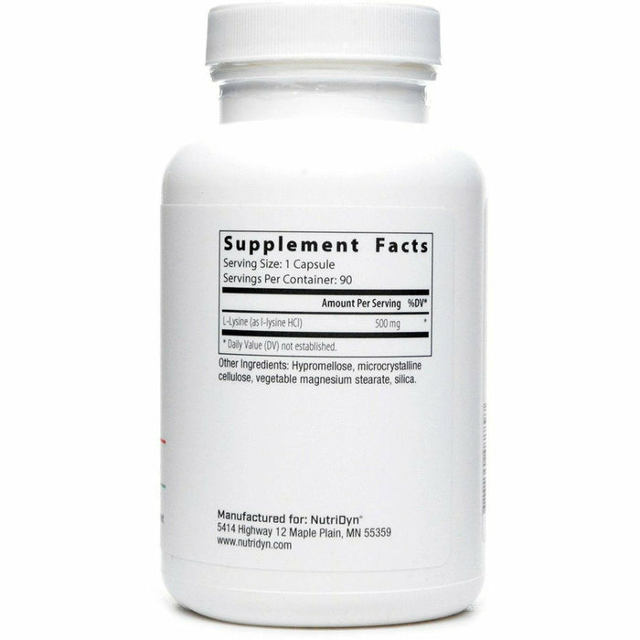 L-Lysine 90 caps by Nutri-Dyn Supplement Facts Label