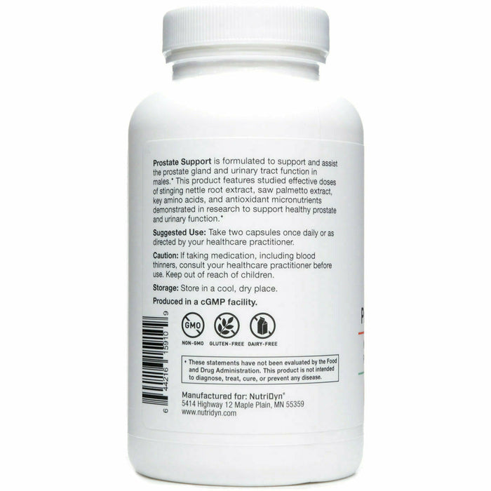 Prostate Support 120 Caps by Nutri-Dyn Information Label