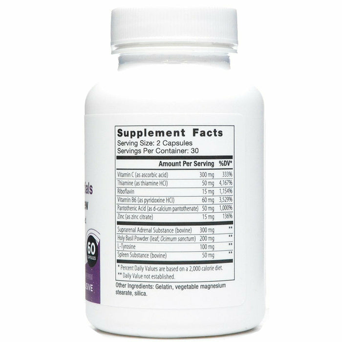 Stress Essentials Adrenal Renew 60 caps by Nutri-Dyn Supplement Facts Label