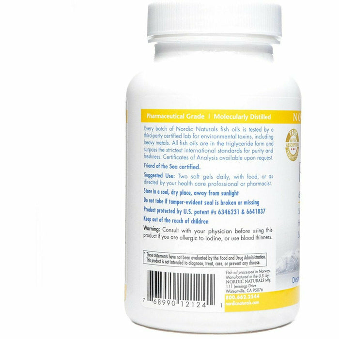 ProOmega-D Lemon Flavor 1000 mg 60 gels by Nordic Naturals Information Label