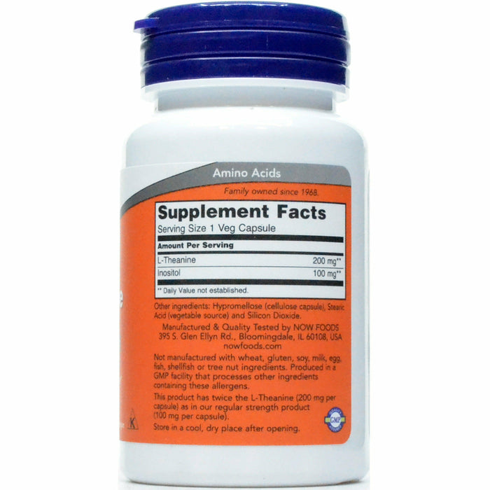 NOW, L-Theanine 200 mg 60 vcaps Supplement Facts