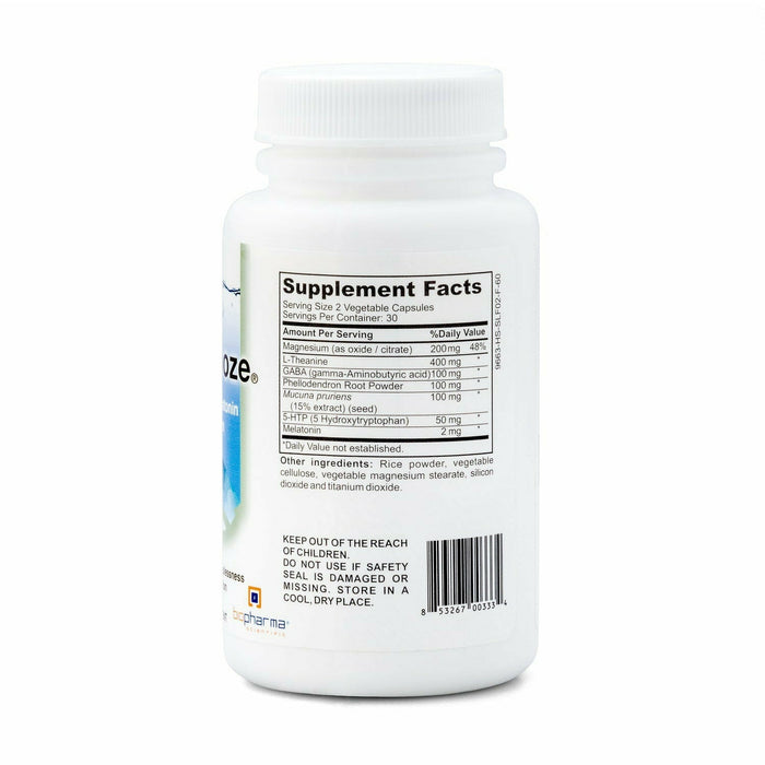 BioPharma Scientific, Nanosnooze 60 Capsules Supplement Facts Label