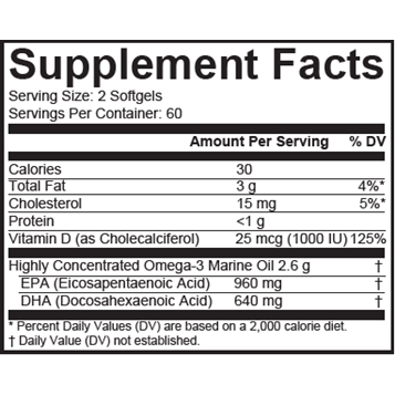 Nutritional Frontiers, Omega 3D Supplement Facts Label