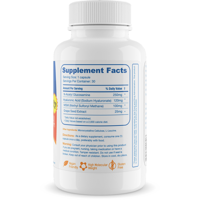 Hyalogic, Optimize HA 30 Capsules Supplement Facts Label
