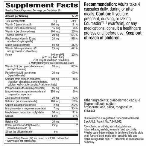 OsteoPrime 120 caps by Nature's Way Supplement Facts Label
