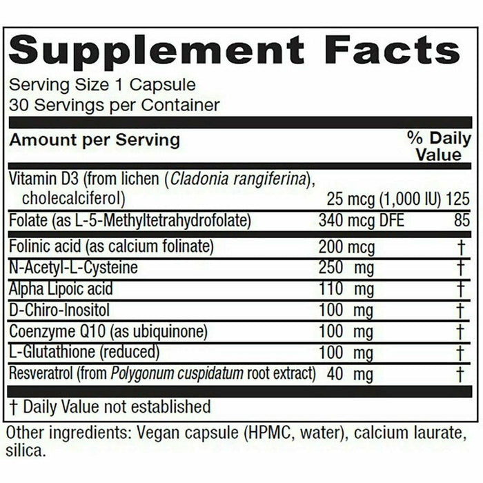 Ovum A.M. 30 vcaps by Vitanica Supplement Facts Label