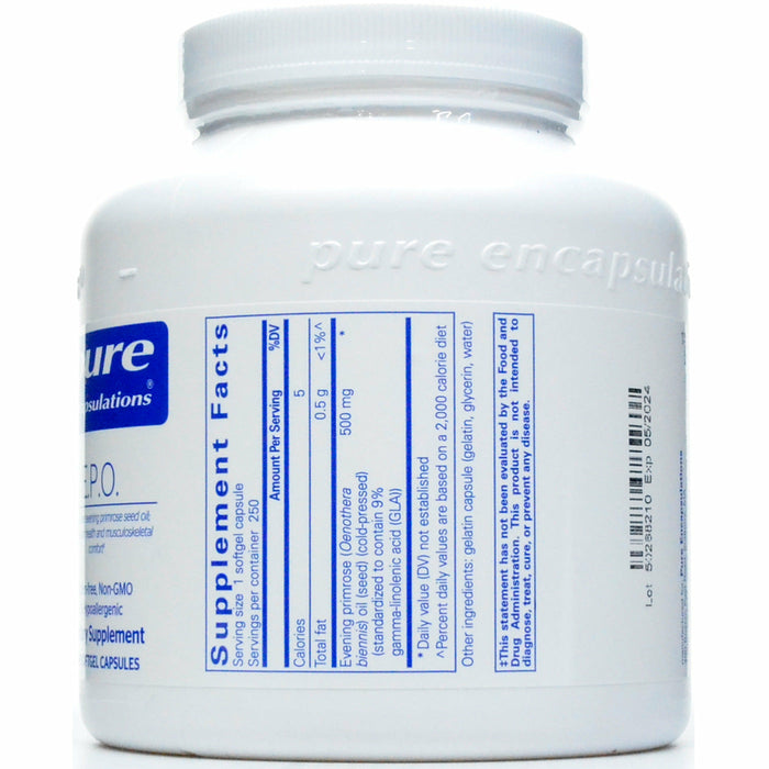 Pure Encapsulations, E.P.O. (evening primrose oil) 250 gels Supplement Facts