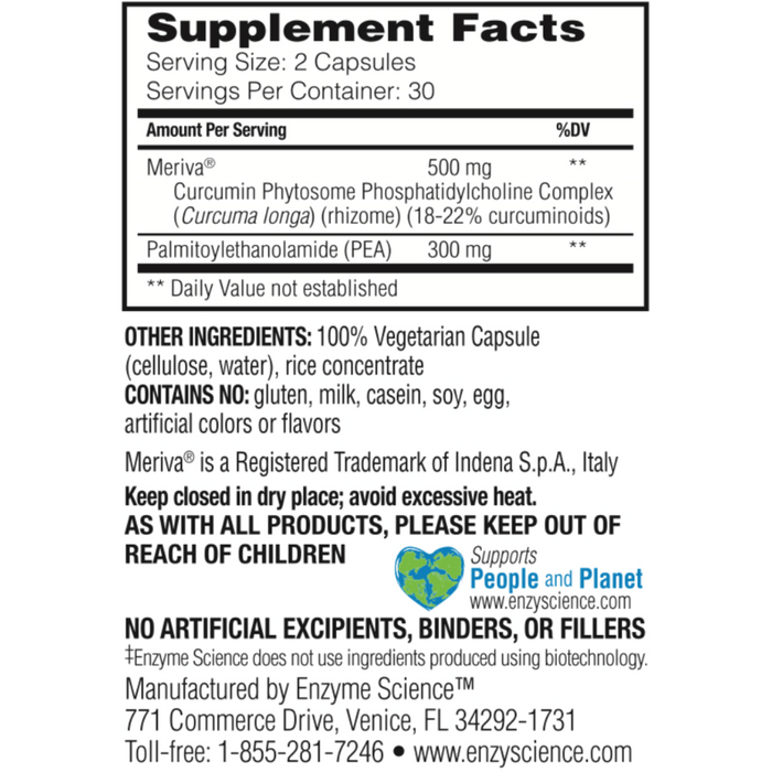 Supplement Facts, Enzyme Science, (PEA)+ With Meriva Curcumin