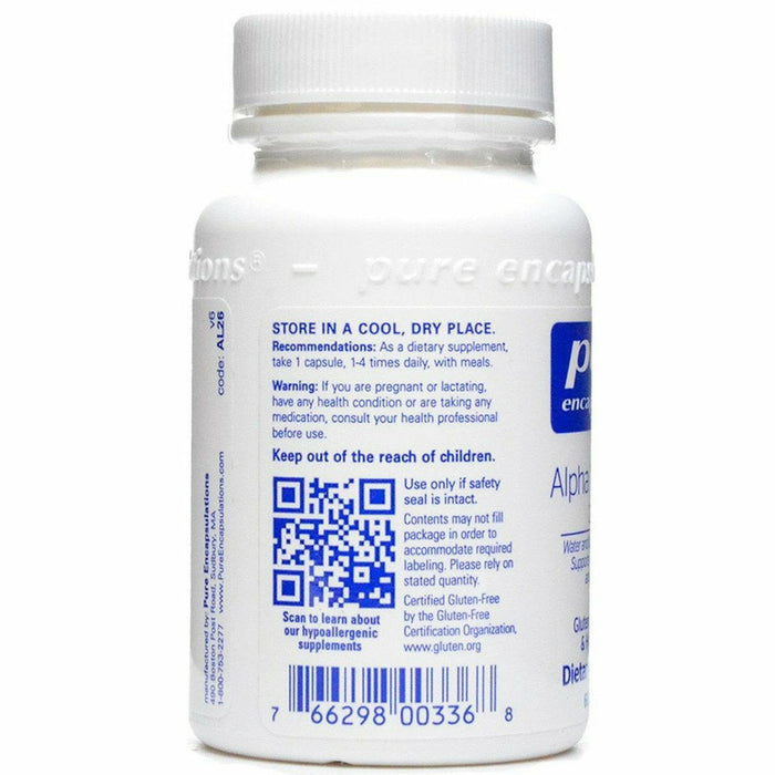 Alpha Lipoic Acid 200 mg 60 vcaps by Pure Encapsulations Information Label