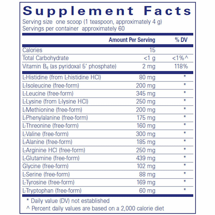 Amino Replete 540 g by Pure EncapsulationsAmino Replete 540 g by Pure Encapsulations Supplement Facts Label