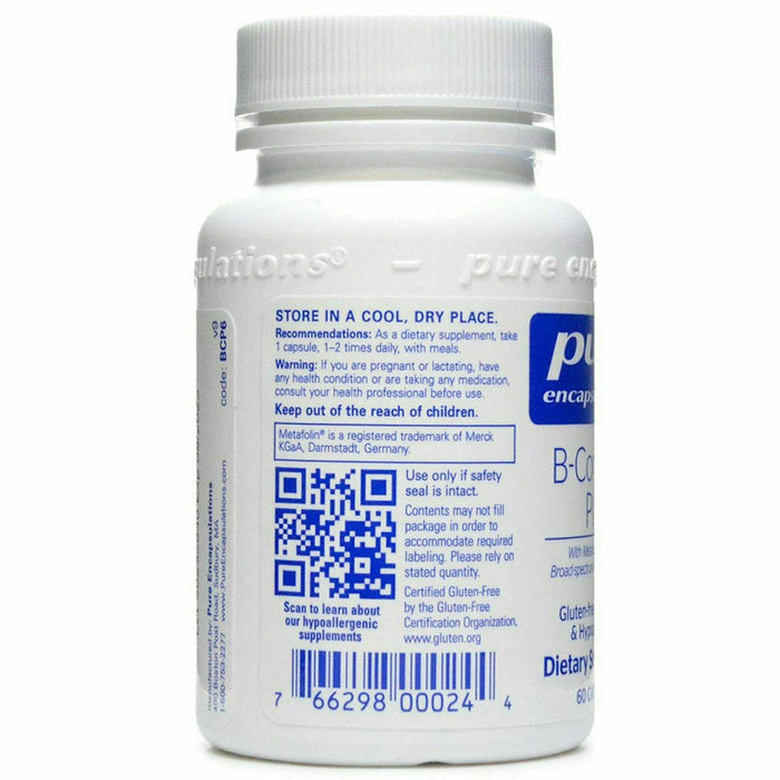 Pure Encapsulations, B-Complex Plus 60 capsules Recommendations Label