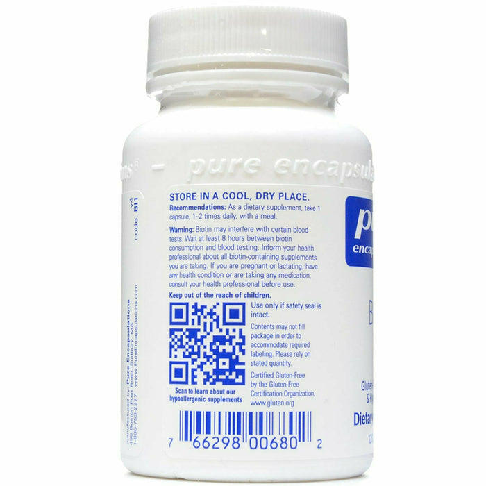 Biotin 8 mg 120 vcaps by Pure Encapsulations Information Label