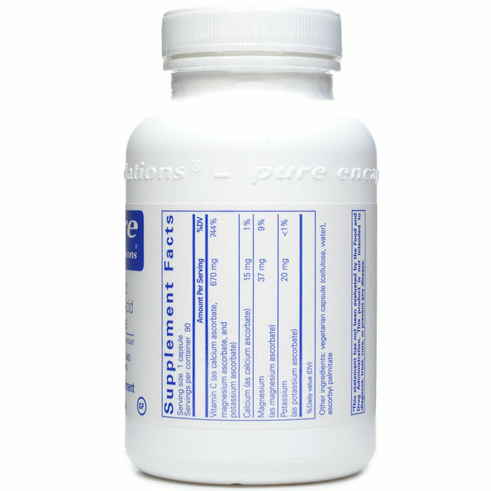 Buffered Ascorbic Acid 90 vcap by Pure Encapsulations Supplement Facts Label