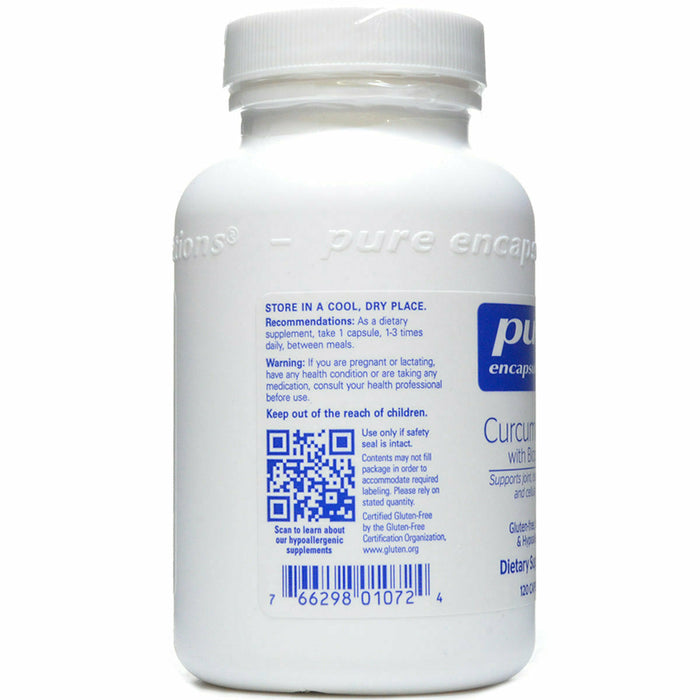 Curcumin 500 with Bioperine 120 caps by Pure Encapsulations Information Label