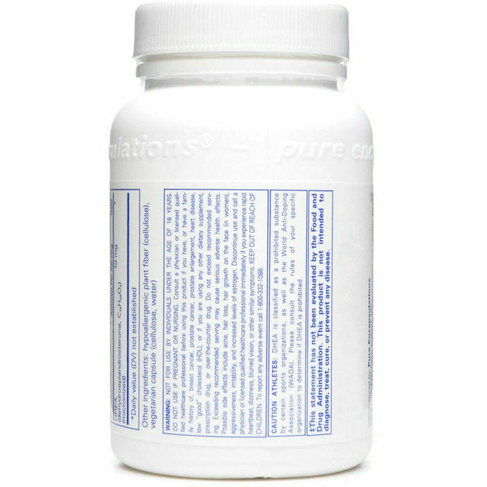 Pure Encapsulations, DHEA (micronized) 10 mg 60 capsules Warning Label