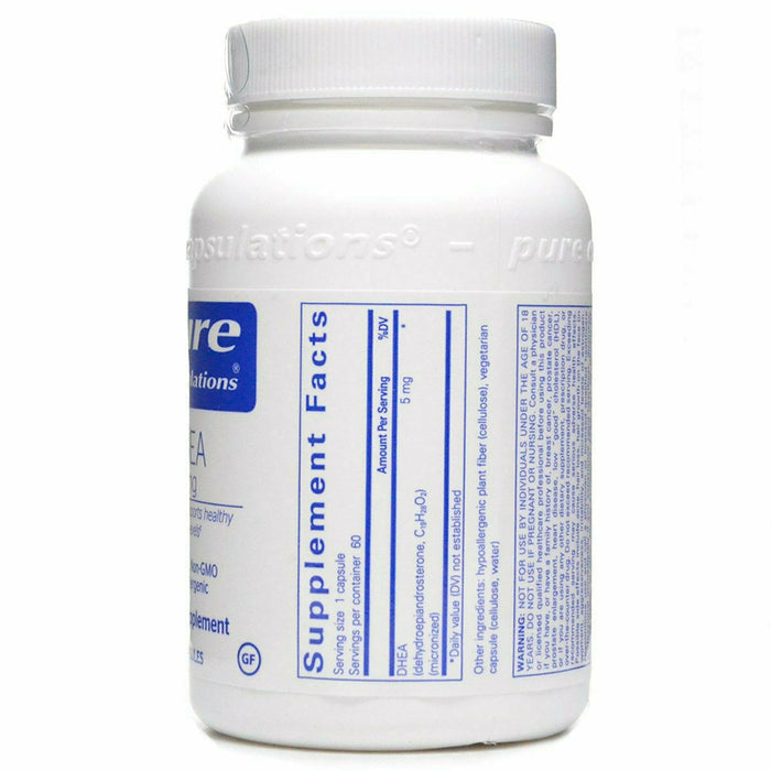 Pure Encapsulations, DHEA (micronized) 5 mg 60 capsules Supplement Facts Label