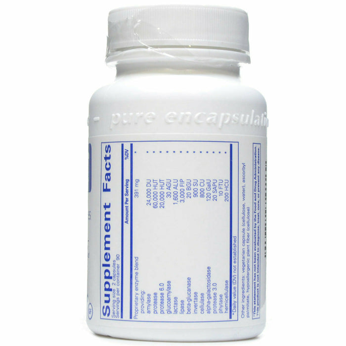 Digestive Enzymes Ultra 180 caps by Pure Encapsulations Supplement Facts Label