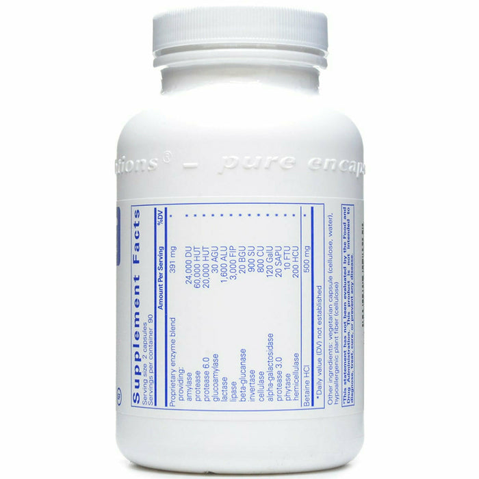 Digestive Enzymes Ultra w/ HCl 180 caps by Pure Encapsulations Supplement Facts Label
