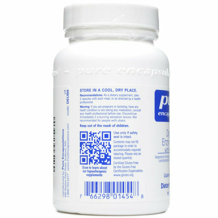 Pure Encapsulations, Digestive Enzymes Ultra w/ HCl 90 capsules Recommendations/Warning Label