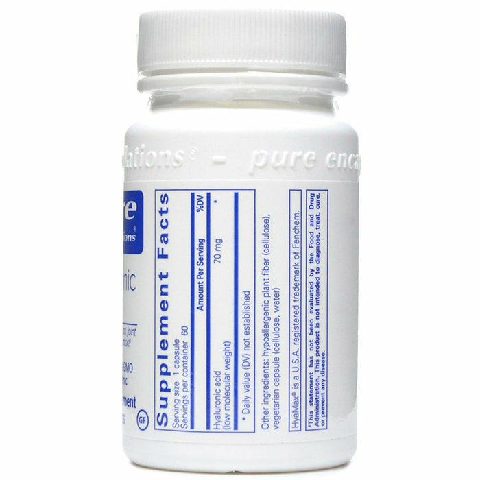 Hyaluronic Acid 70 mg 60 vcaps by Pure Encapsulations Supplement Facts Label
