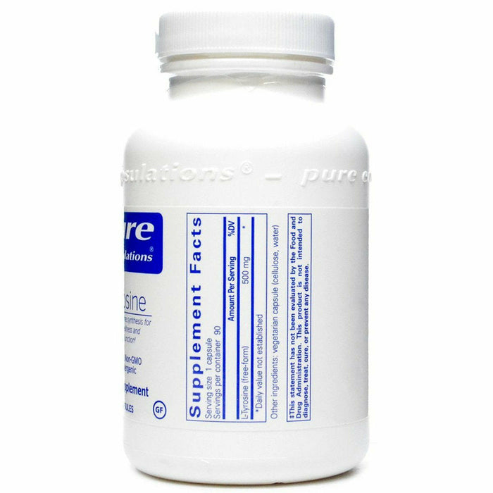 l-Tyrosine 90 caps by Pure Encapsulations Supplement Facts Label