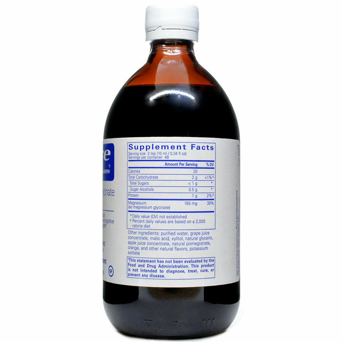 Magnesium Glycinate liquid 16.2 fl oz by Pure Encapsulations Supplement Facts Labe;