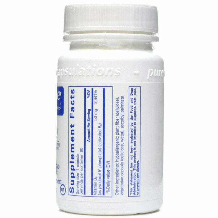 Pure Encapsulations, P5P 50 (activated B-6) 60 capsules Supplement Facts Label