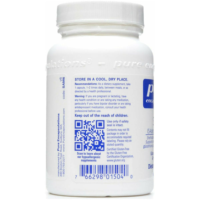 SAMe (S-Adenosylmethionine) 60 caps by Pure Encapsulations Information Label