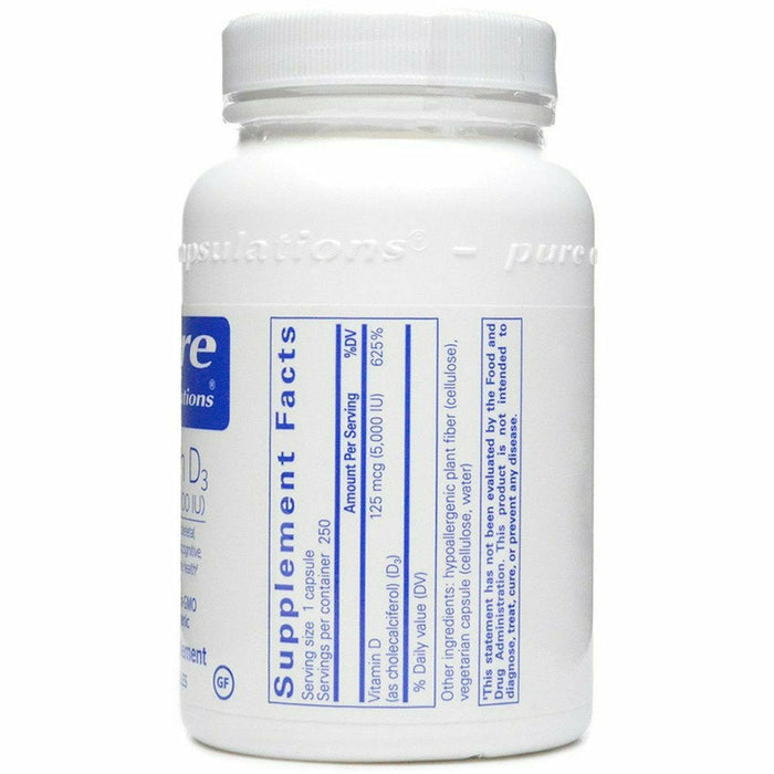 Pure Encapsulations, Vitamin D3 5000 IU 250 capsules Supplement Facts