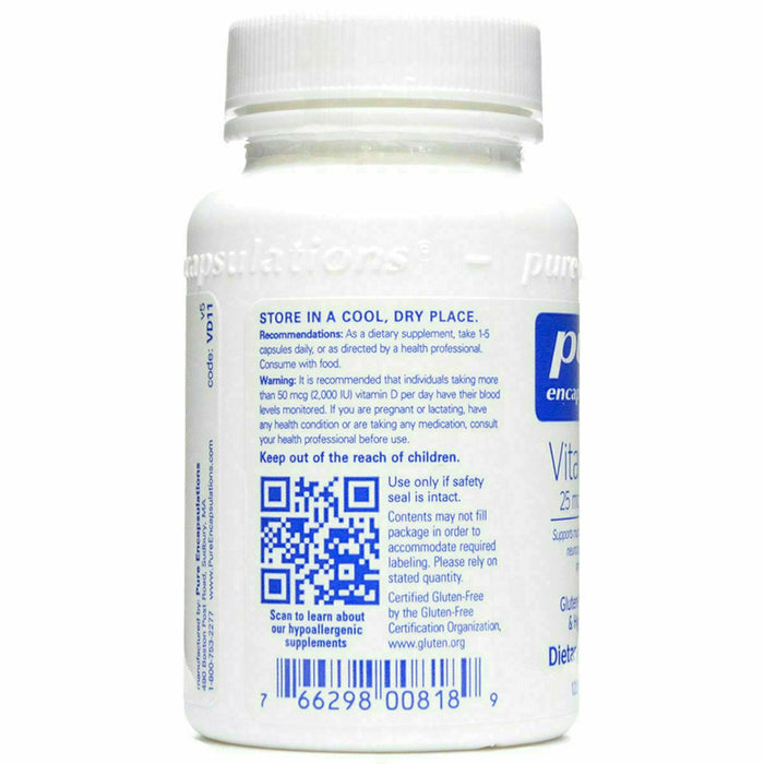 Pure Encapsulations, Vitamin D3 1000 IU 120 Capsules Recommendations