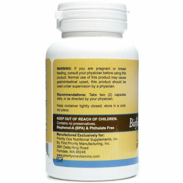 Biofilm Phase-2 Advanced 60 vcaps by Priority One Vitamins Informaiton Label