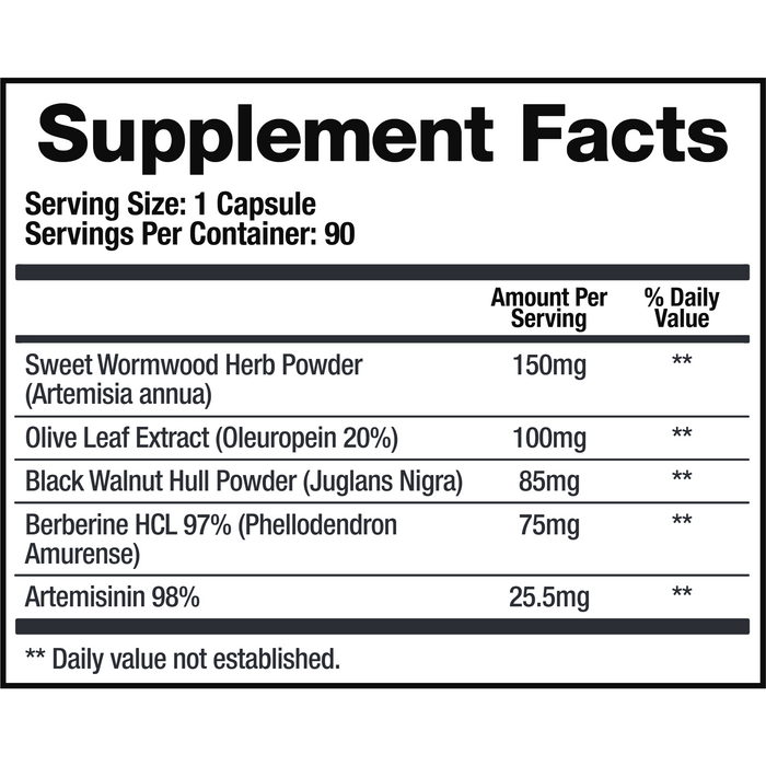 BioMatrix, Paracid-X 90 Capsules Supplement Facts Label