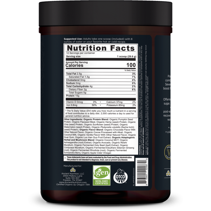 Plant Protein + Chocolate 12 Servings By Ancient Nutrition