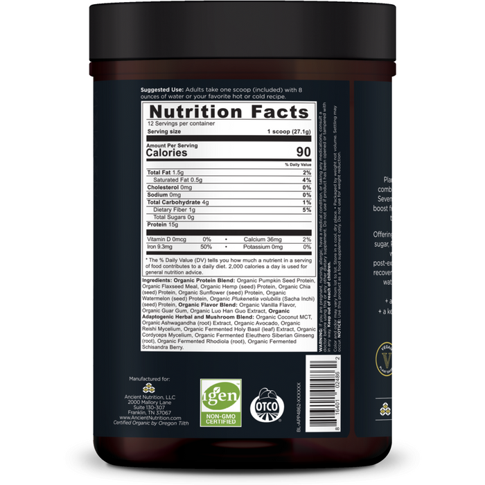 Plant Protein + Vanilla 12 Servings By Ancient Nutrition