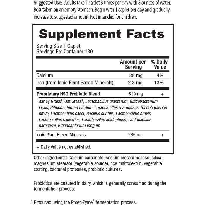 Primal Defense 180 caplets by Garden Of Life 180 capsules supplement facts label