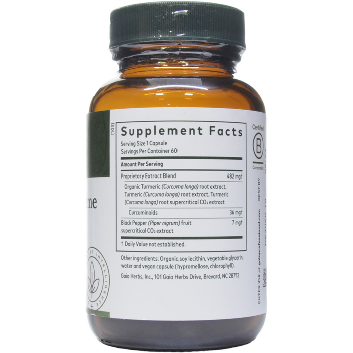 Gaia Herbs Pro, Curcuma Supreme Nf-kB Formula: Cytokine Support 60 Liquid Phyto-Caps Supplement Facts