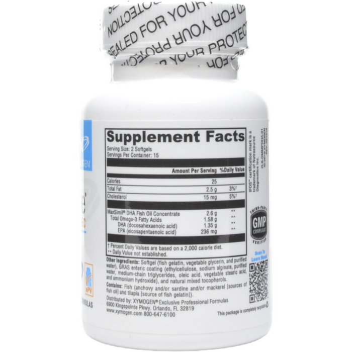 Xymogen, Omega MonoPure DHA EC 30 Softgels Supplement Facts