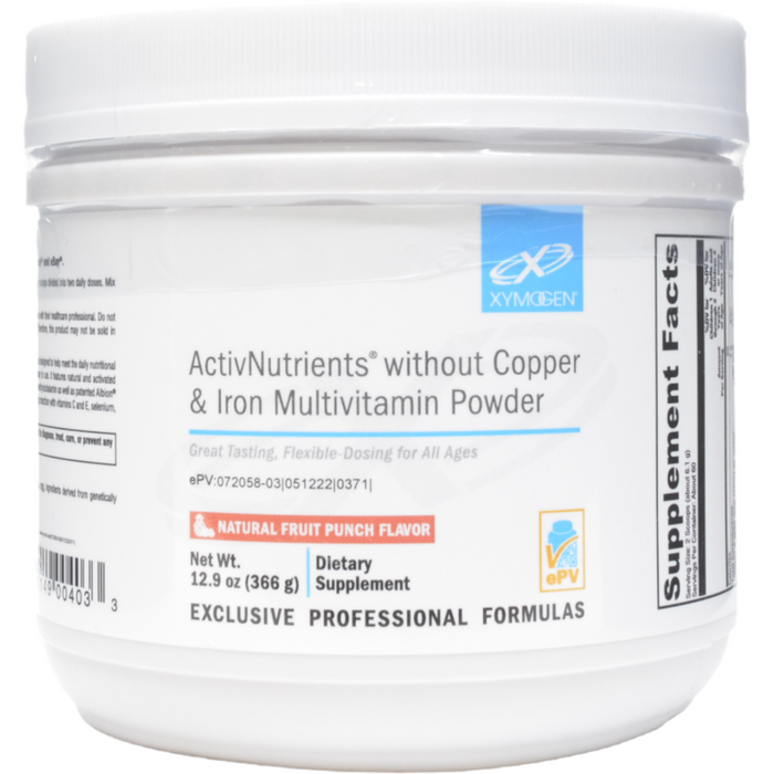 Xymogen, ActivNutrients without Copper & Iron Multivitamin Powder Fruit Punch 60 Servings
