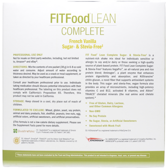 Xymogen, FIT Food Lean Complete: French Vanilla (Sugar- & Stevia-Free) 10 Servings Suggested Use