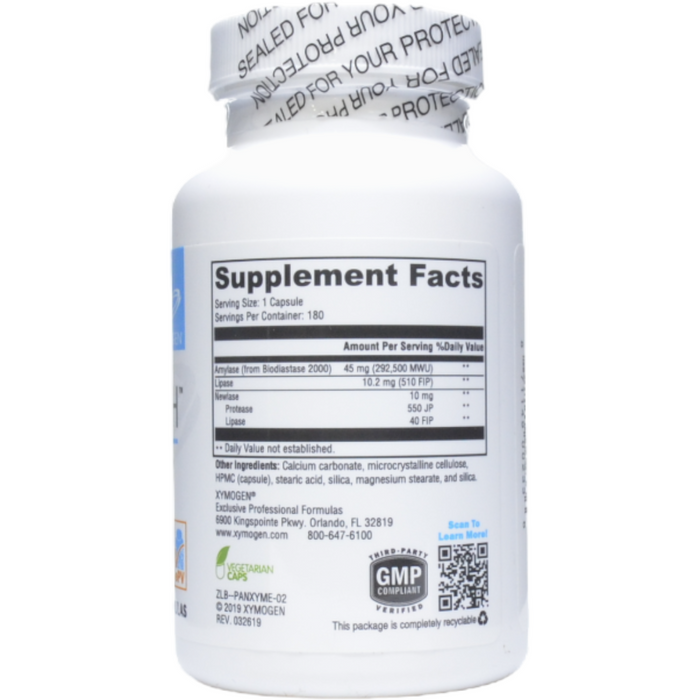 Xymogen, PanXyme pH 180 caps Supplement Facts