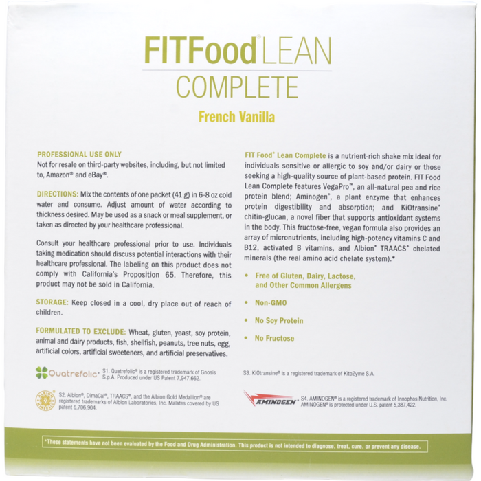 Xymogen, FIT Food Lean Complete: French Vanilla 10 Servings Suggested Use