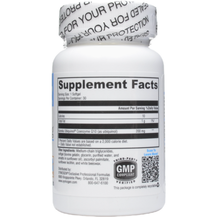 Supplement Facts CoQmax Ubiquinol 200 mg 30 Softgels
