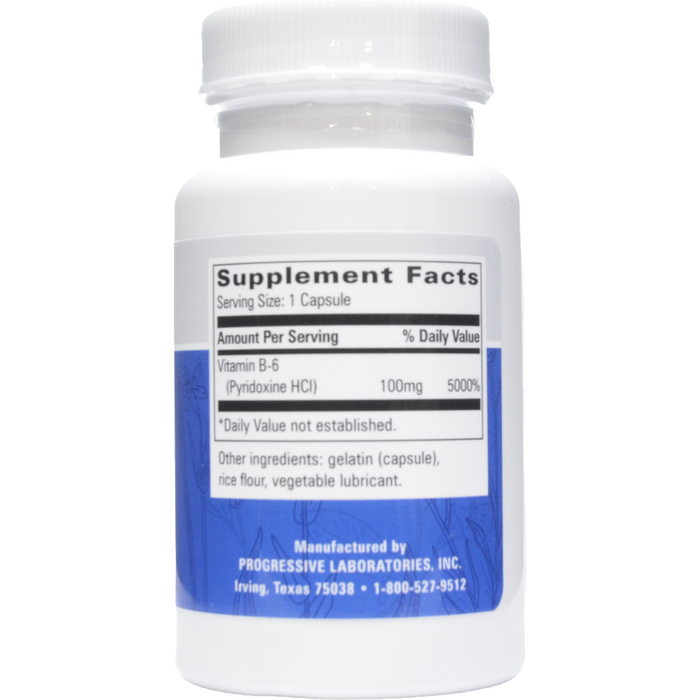 Supplement Facts Vitamin B6 100 mg 100 caps