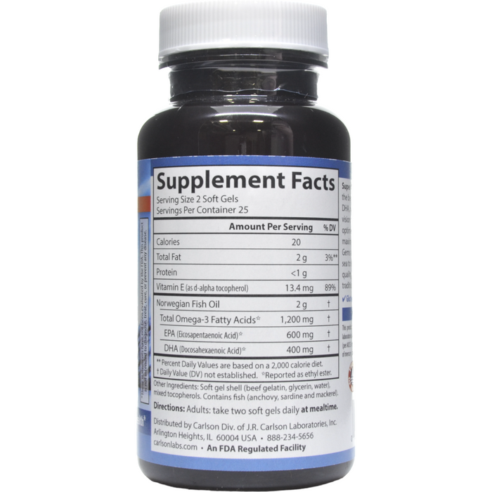 Supplement Facts Super Omega3 Fish Oil 1200 mg 50 softgels