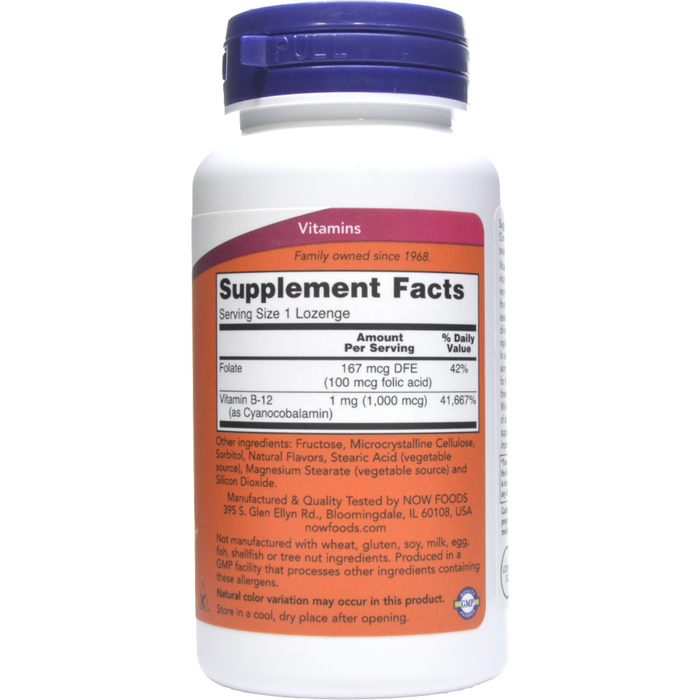 Supplement Facts B-12 1000 mcg 250 lozenges