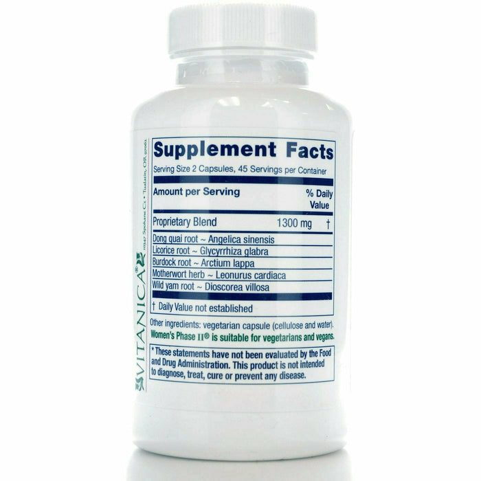 Product label image of Women's Phase II 90 caps by Vitanica Supplements