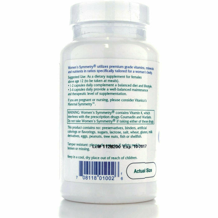 Product label image of Women's Symmetry 90 vcaps by Vitanica Recommendations