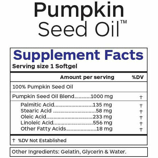 Pumpkin Seed Oil 60 softgels by Professional Botanicals Supplement Facts Label