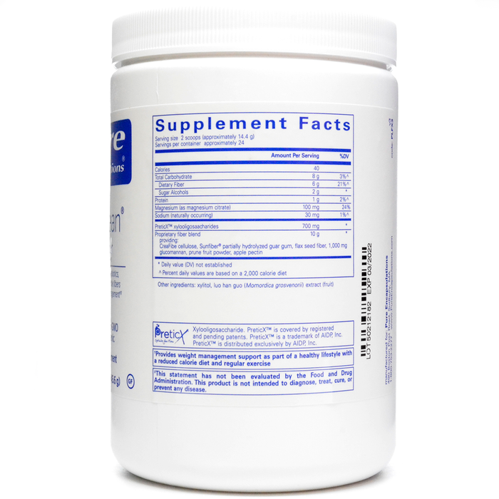 PureLean Fiber 345 gms by Pure Encapsulations Supplement Facts Label