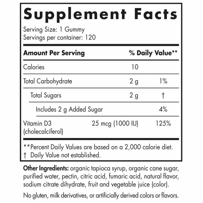 Supplement Facts, Nordic Naturals, Vitamin D3 Gummies Sport 120ct